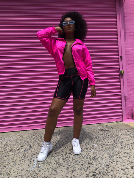 Hot pink top bomber jacket