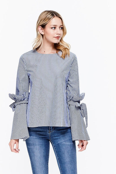PLAID BELL SLEEVE TOP