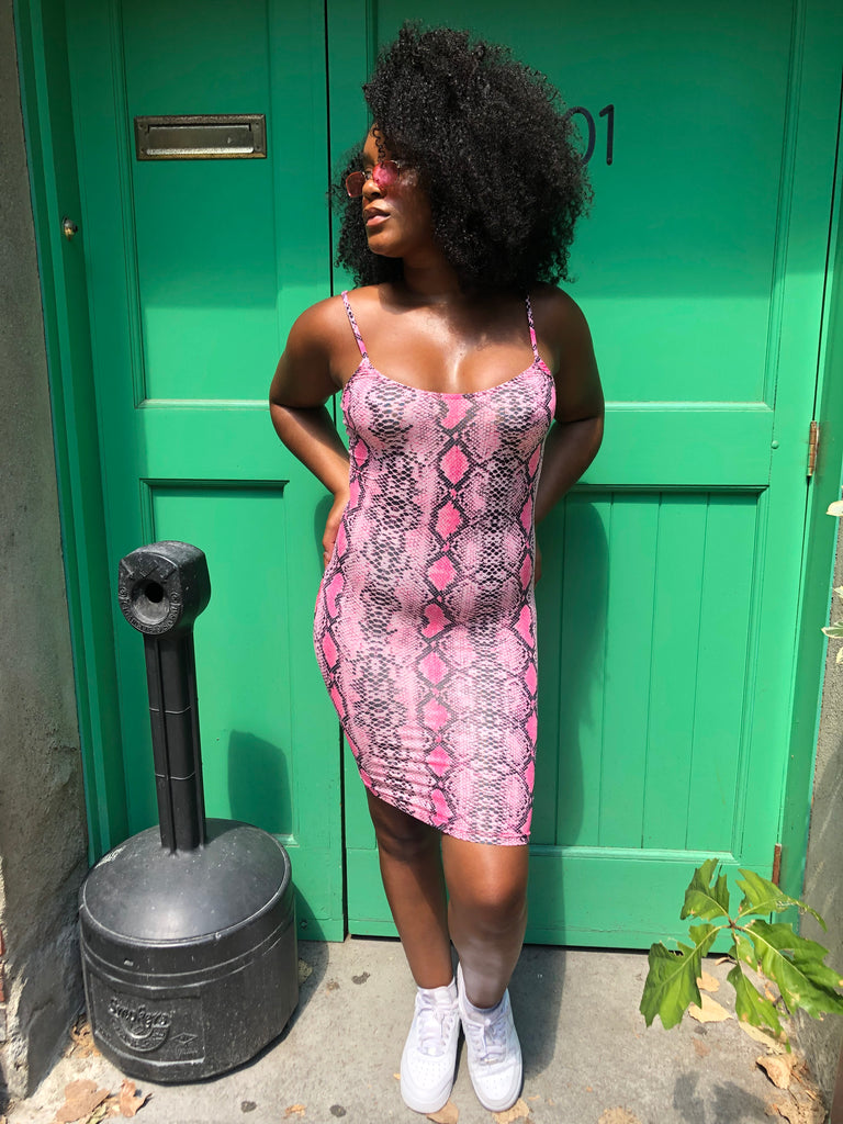 Hot pink snake print dress deals