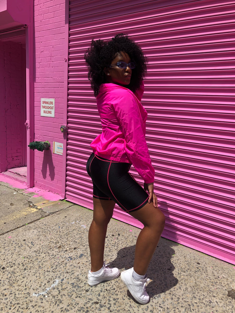 Pink biker 2025 shorts outfit